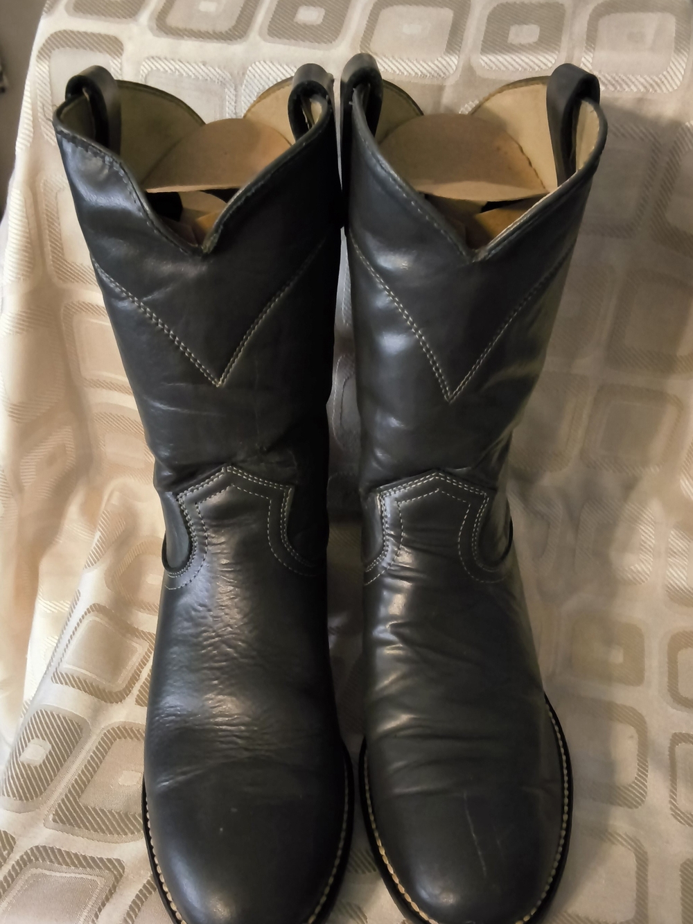 Vintage Justin Grey Leather Western Boots